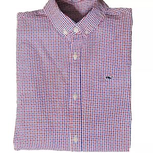 VINEYARD VINES Boys Seersucker Cotton Spandex Gingham Long Sleeve Shirt XL 18